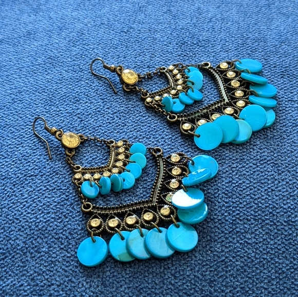 Boho Long Drop Dangle Gypsy Earrings - Picture 1 of 4